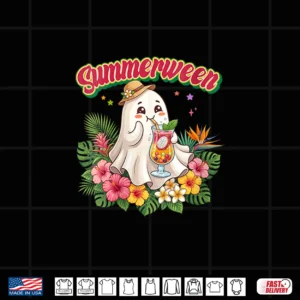Design Summerween Floral Ghost Tropical Spooky Summer Halloween Shirt