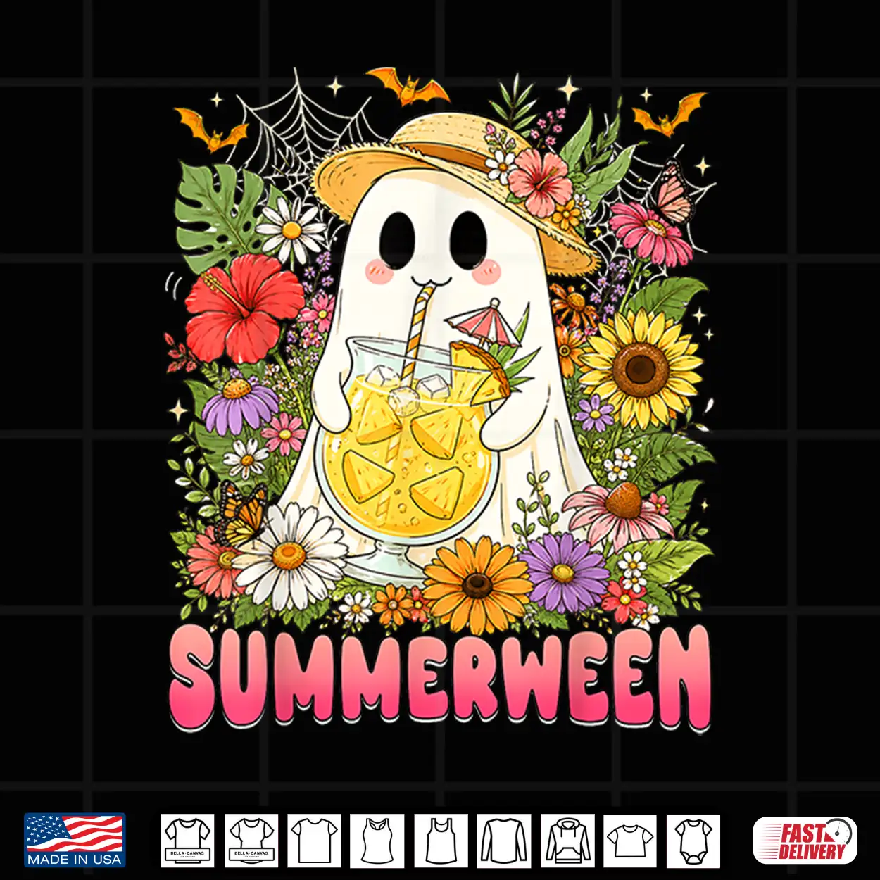 Summerween Funny Ghost Halloween Summer Floral Women Girl Shirt Summerween Funny Ghost Halloween Summer Floral Women Girl Shirt