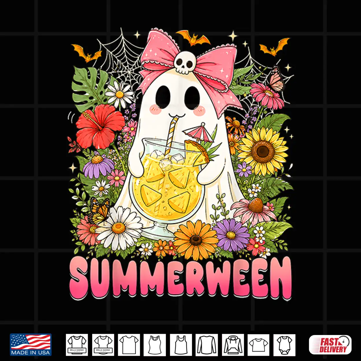 Summerween Funny Ghost Halloween Summer Floral Women Girls Shirt Summerween Funny Ghost Halloween Summer Floral Women Girls Shirt
