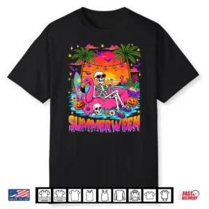 Summerween Skeleton Halloween Summer Floral Women Girl Kids Shirt