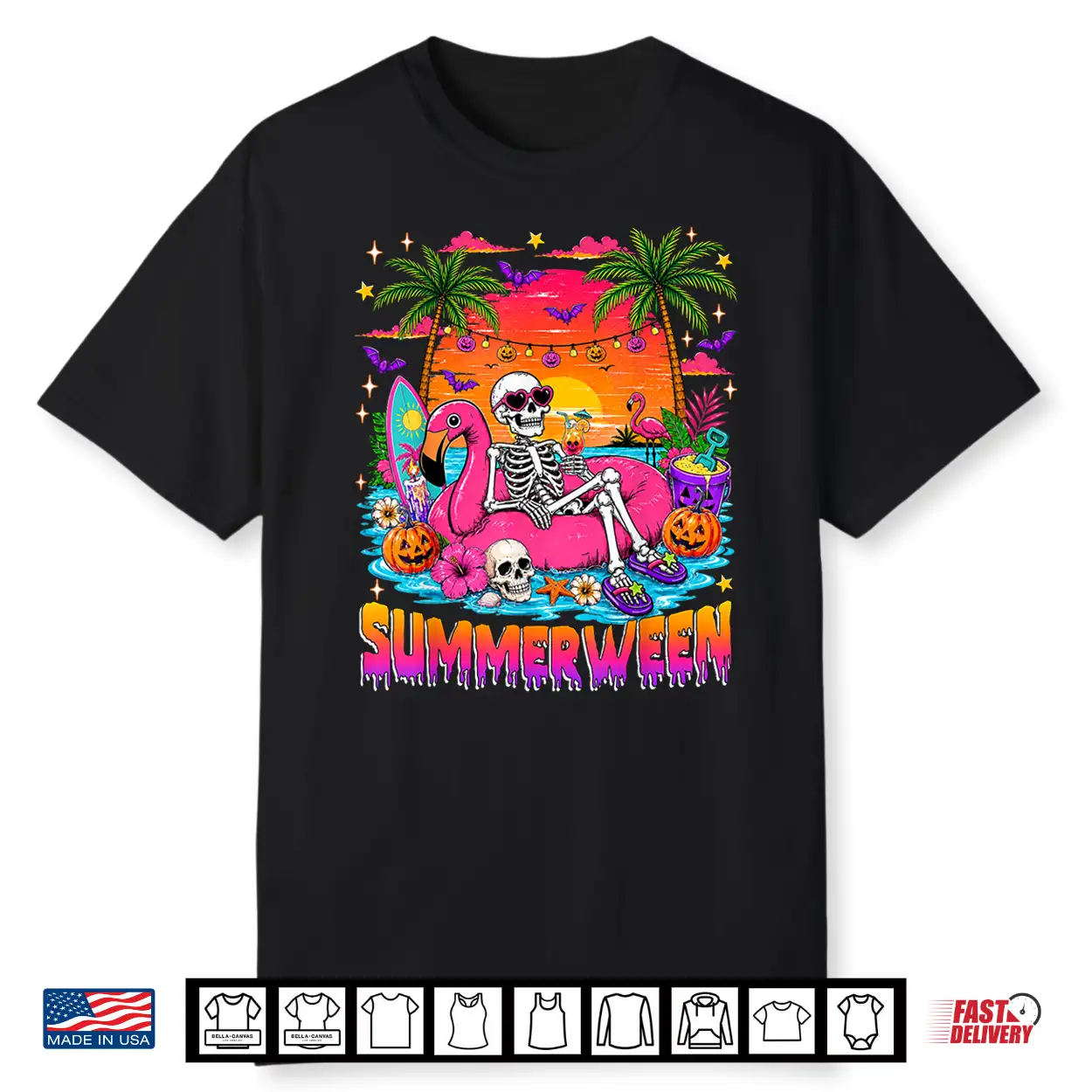 Summerween Skeleton Halloween Summer Floral Women Girl Kids Shirt Summerween Skeleton Halloween Summer Floral Women Girl Kids Shirt