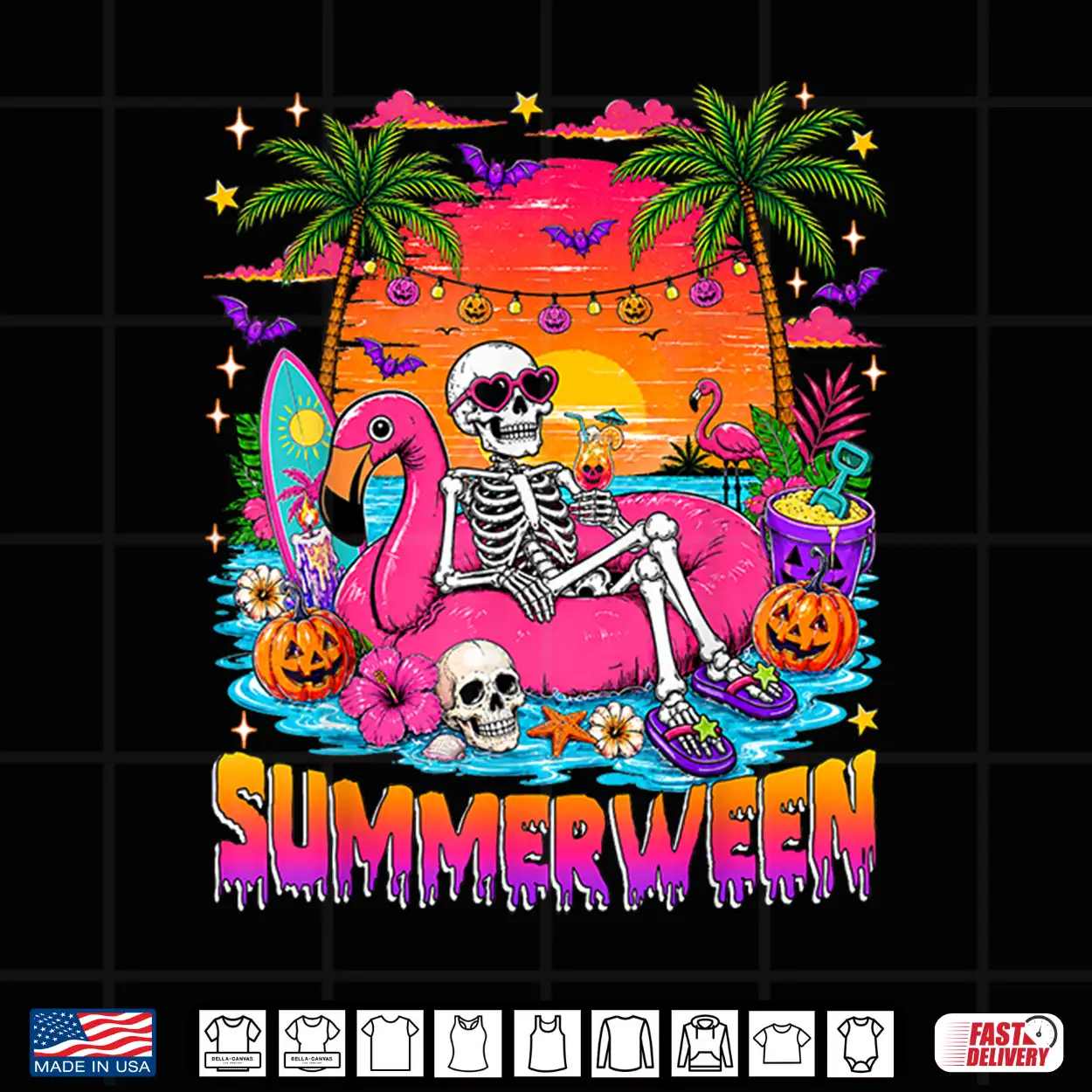 Summerween Skeleton Halloween Summer Floral Women Girl Kids Shirt Summerween Skeleton Halloween Summer Floral Women Girl Kids Shirt