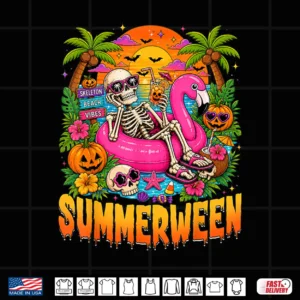 Summerween Spooky Summer Skeleton Halloween Beach Vacation Shirt 4 Design Summerween Spooky Summer Skeleton Halloween Beach Vacation Shirt