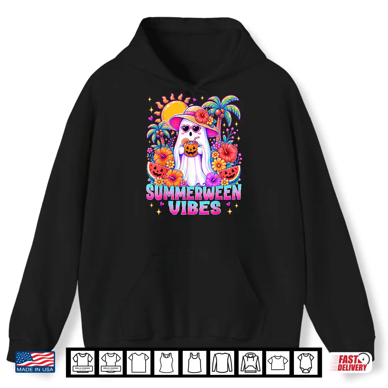 Summerween Vibes Spooky Ghost Pumpkins Halloween Women Girls Shirt Summerween Vibes Spooky Ghost Pumpkins Halloween Women Girls Shirt