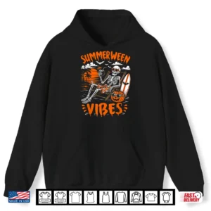 Summerween Vibes Skeleton Relaxing Beach Pumpkin Halloween Shirt 1 Hoodie Summerween Vibes Skeleton Relaxing Beach Pumpkin Halloween Shirt