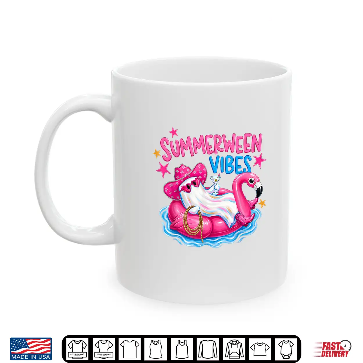 Summerween Vibes Funny Ghost Halloween Summer Flamigo Float Shirt Summerween Vibes Funny Ghost Halloween Summer Flamigo Float Shirt