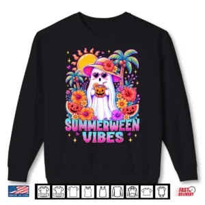 Summerween Vibes Spooky Ghost Pumpkins Halloween Women Girls Shirt 2 Sweatshirt Summerween Vibes Spooky Ghost Pumpkins Halloween Women Girls Shirt