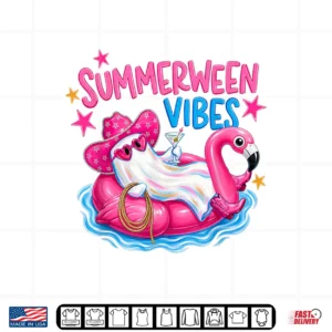 Summerween Vibes Funny Ghost Halloween Summer Flamigo Float Shirt 4 Design Summerween Vibes Funny Ghost Halloween Summer Flamigo Float Shirt