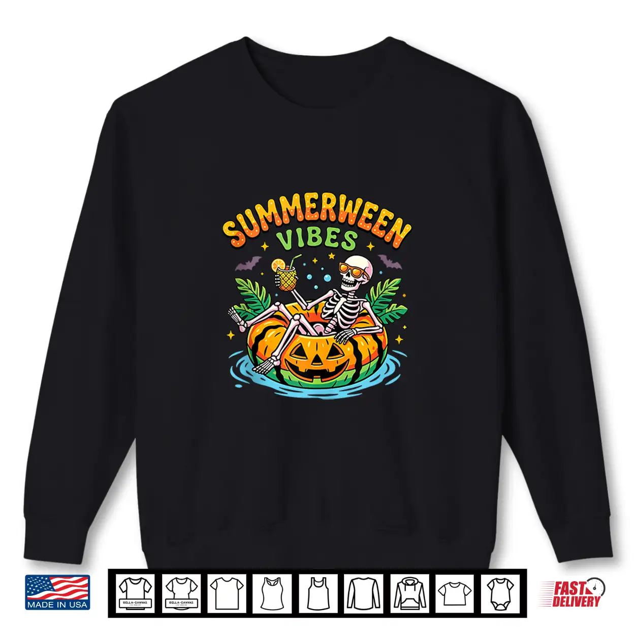 Summerween Vibes Spooky Summer Halloween Skeleton Pool Float Shirt Summerween Vibes Spooky Summer Halloween Skeleton Pool Float Shirt