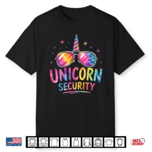 Tie Dye Unicorn Security Halloween Costume Funny Dad Mom Shirt