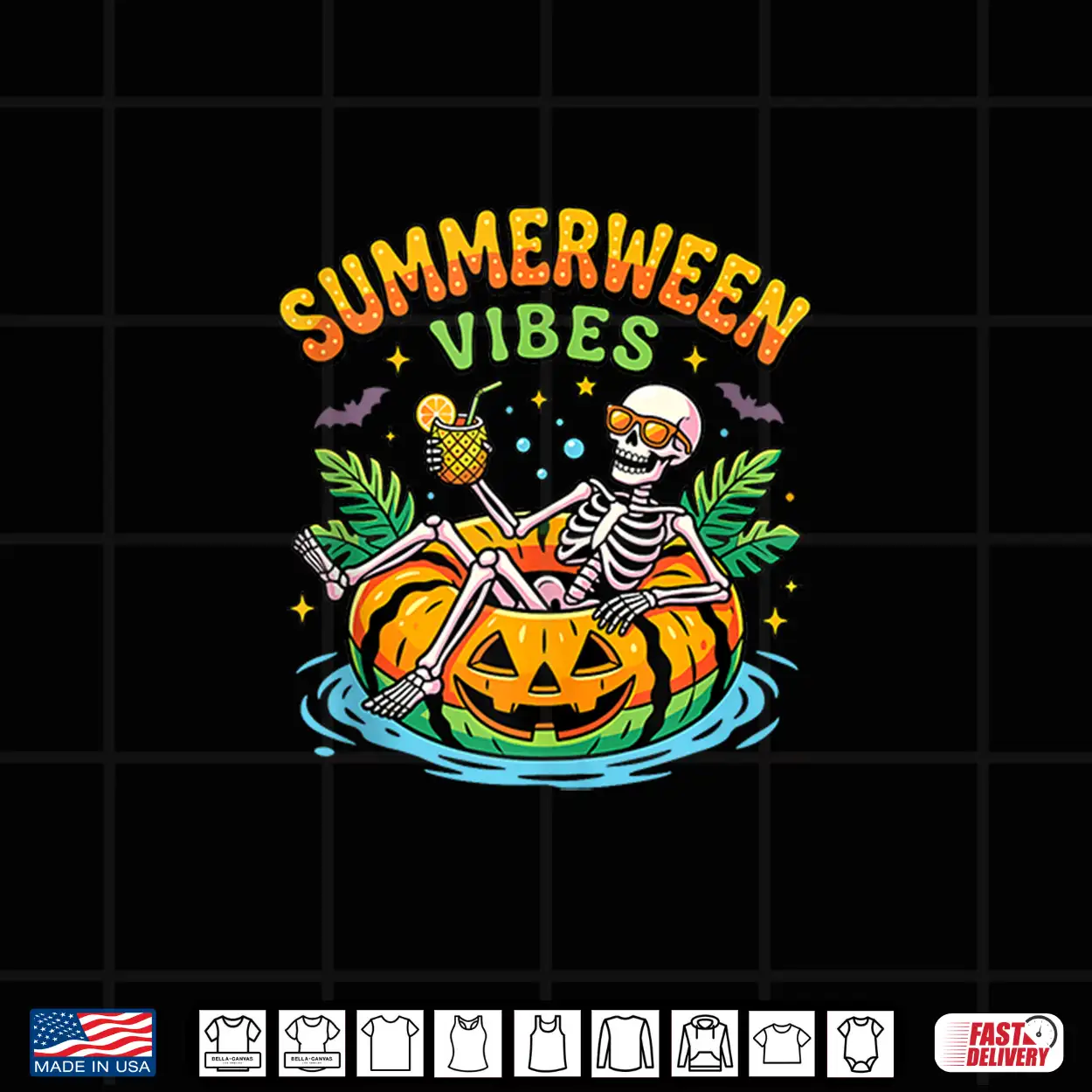 Summerween Vibes Spooky Summer Halloween Skeleton Pool Float Shirt Summerween Vibes Spooky Summer Halloween Skeleton Pool Float Shirt