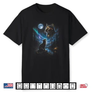 Tortoiseshell Cat Howling At Moon Vintage Cat Halloween Shirt