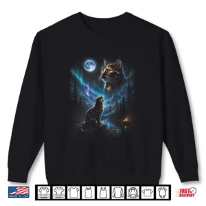 Sweatshirt Tortoiseshell Cat Howling at Moon Vintage Cat Halloween Shirt