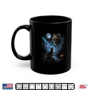 Mug Tortoiseshell Cat Howling at Moon Vintage Cat Halloween Shirt