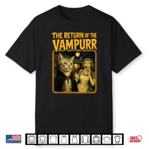 Vintage The Return Of The Vampurr Halloween Vampire Cat Shirt