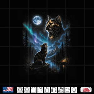Design Tortoiseshell Cat Howling at Moon Vintage Cat Halloween Shirt