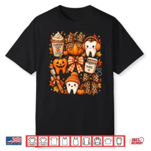 Dentist Tooth Pumpkin Bow Fall Halloween OD Shirt