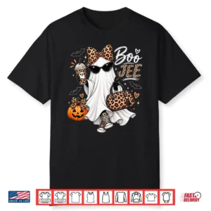Cute Ghost Leopard Bow Halloween Vintage OD Shirt