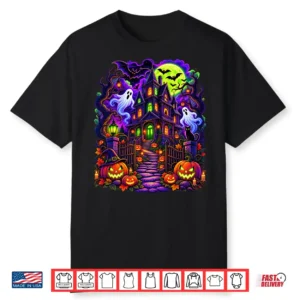 Pumpkin Spooky Scene Halloween Vintage OD Shirt