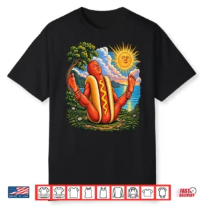 Sunning Hotdog in The Sun Funny Hot Dog Yoga OD Shirt